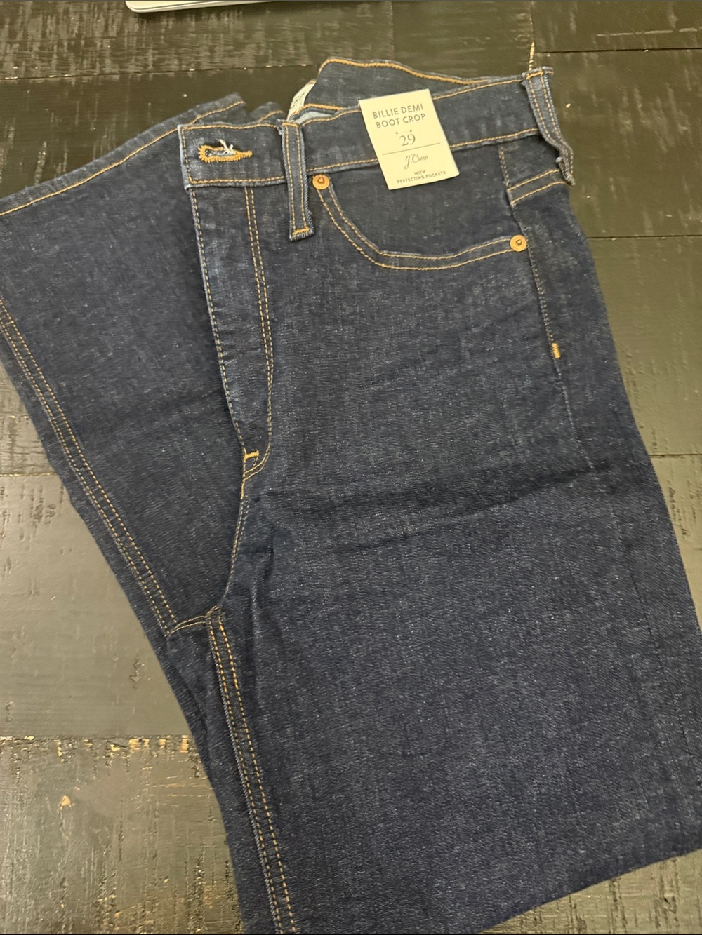 J. Crew Billie Demi Bootcut Jeans in Dark Blue Denim